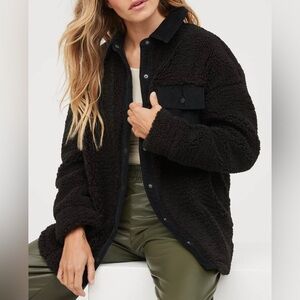 Aerie Black Sherpa Corduroy Shacket